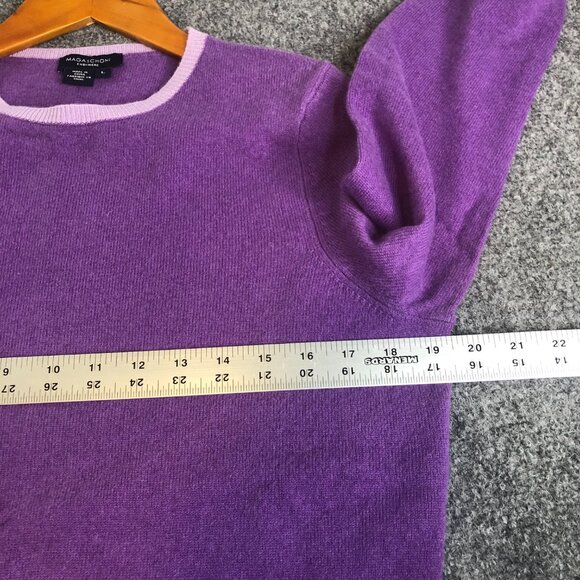 Magaschoni Sweater Womens L Purple 100% Cashmere Knit Crew Long Sleeve Pullover - Picture 4 of 8